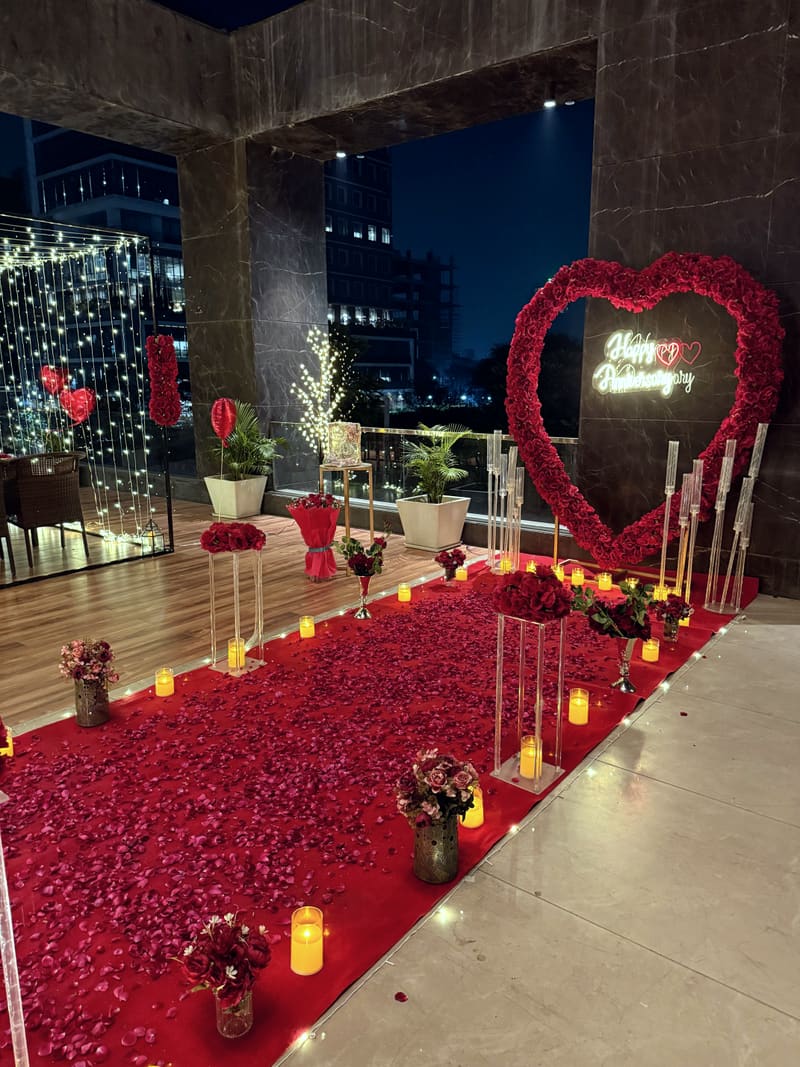 Anniversary celebration setup by Cupid Vow, Chandigarh
