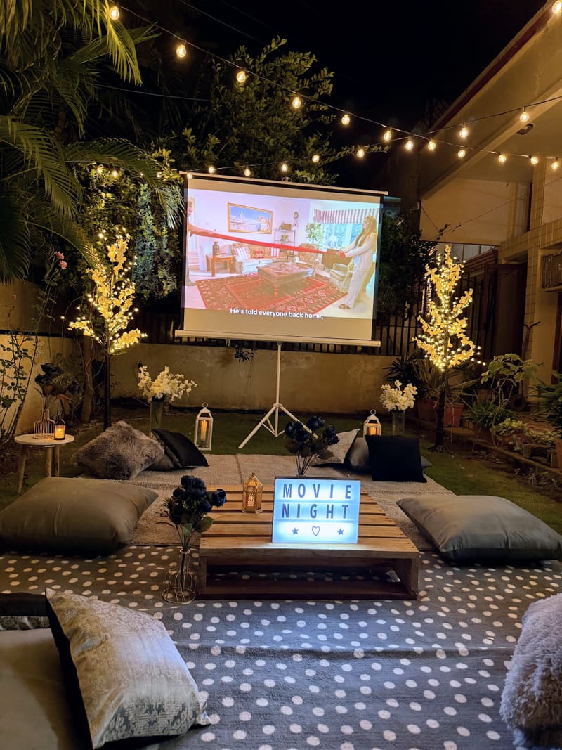 Outdoor movie night setup by Cupid Vow, Chandigarh