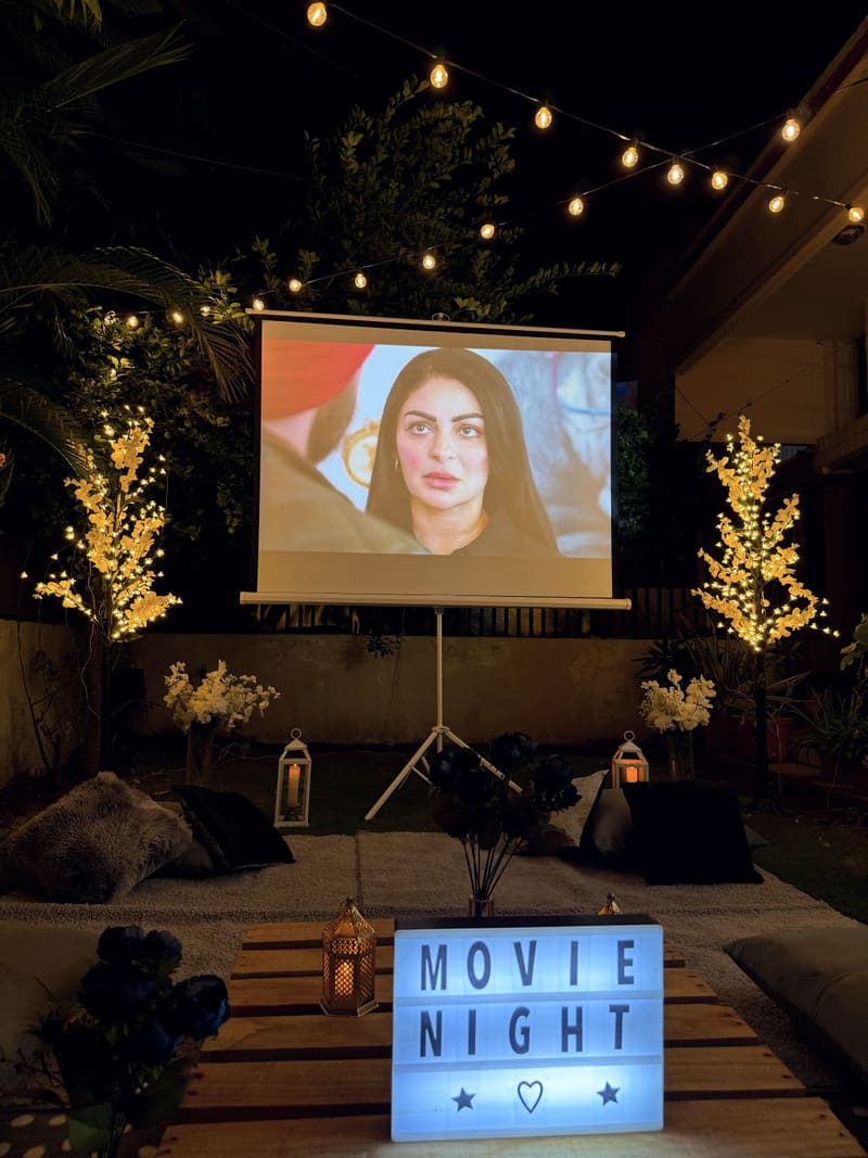 Outdoor movie night setup by Cupid Vow, Chandigarh