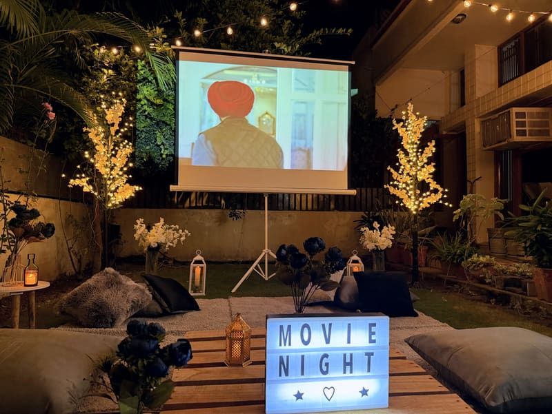 Outdoor movie night setup by Cupid Vow, Chandigarh