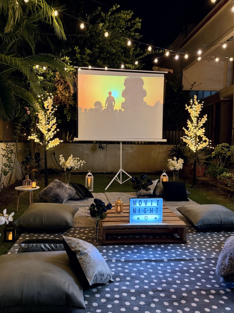 Outdoor movie night setup by Cupid Vow, Chandigarh